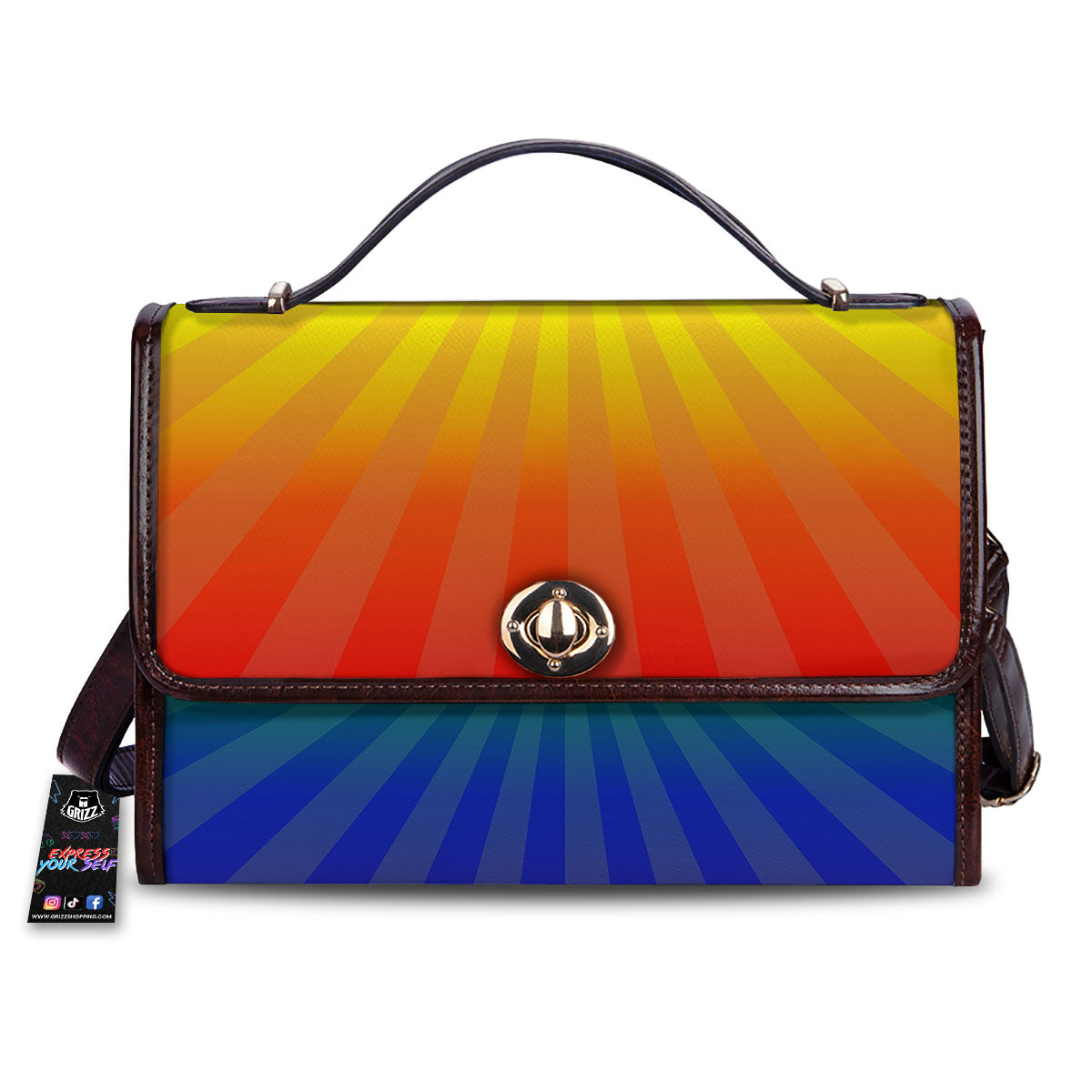 Rainbow Rays LGBT Pride Print Women's Satchel Bag-grizzshop