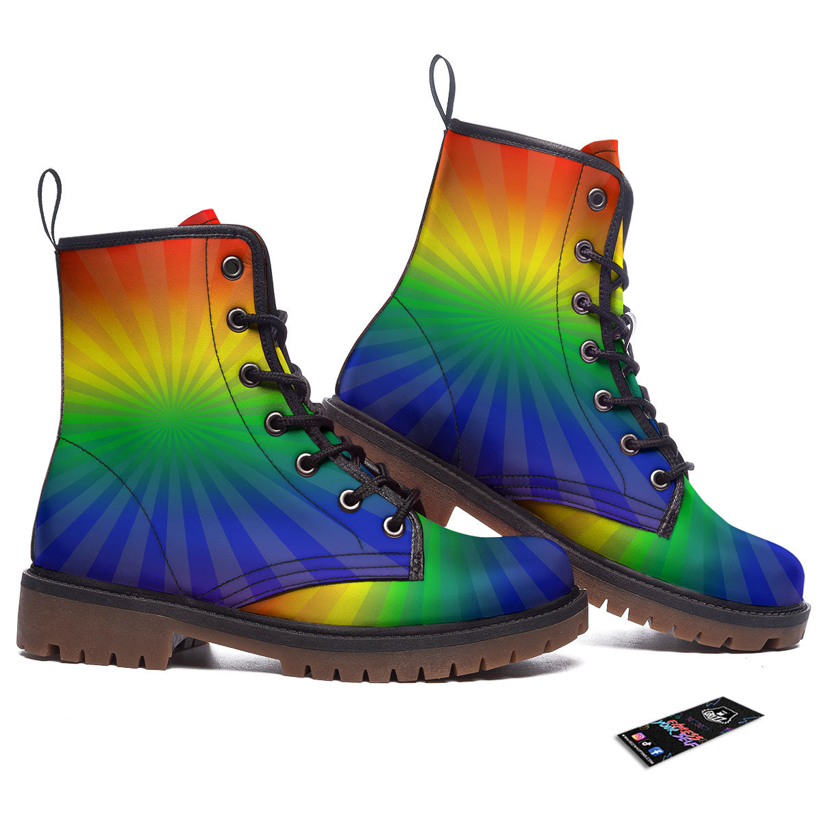 Rainbow Rays LGBT Pride Print Work Boots-grizzshop