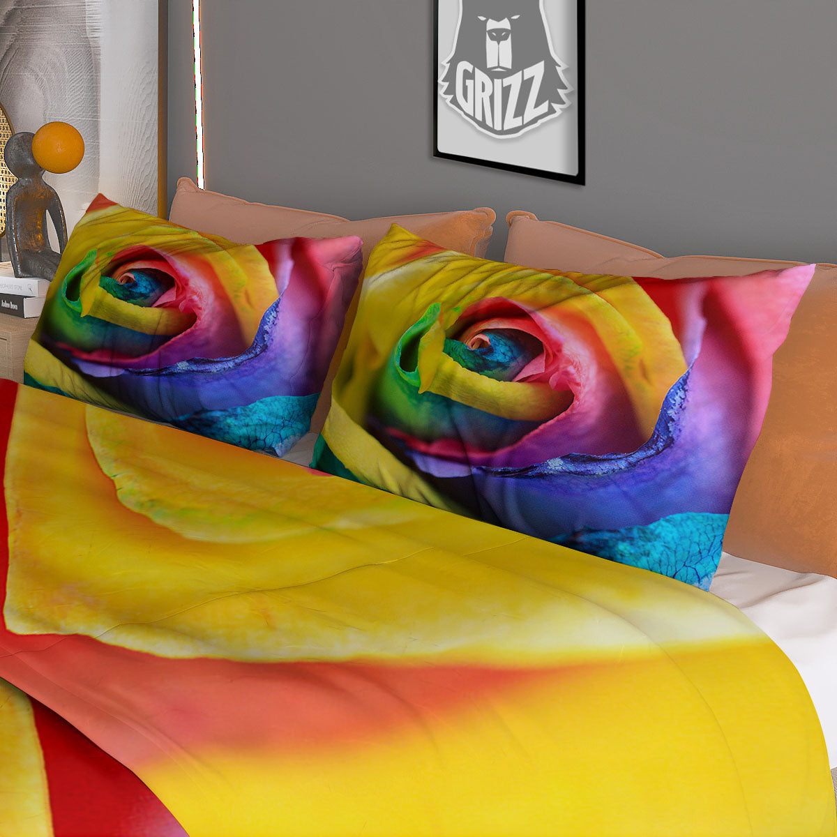 Rainbow Roses LGBT Pride Print Duvet Cover Bedding Set