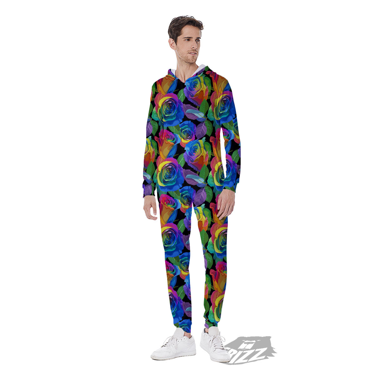 Rainbow Roses LGBT Pride Print Pattern Men's Jumpsuit-grizzshop