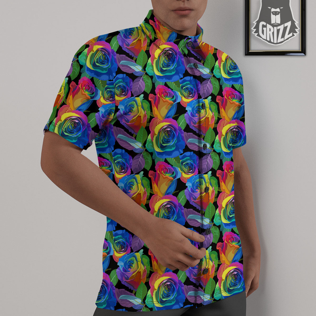 Rainbow Roses LGBT Pride Print Pattern Untucked Shirts-grizzshop