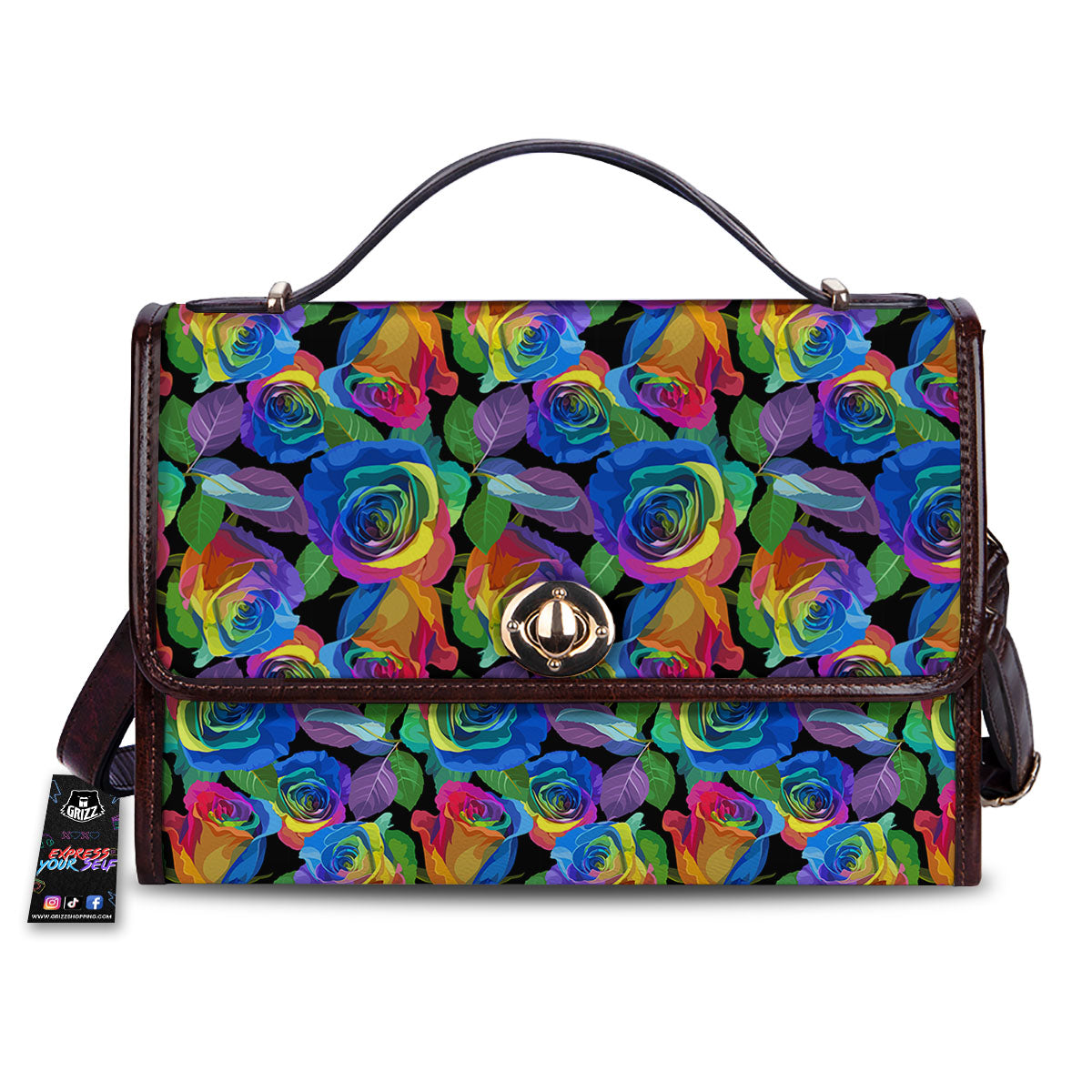 Rainbow Roses LGBT Pride Print Pattern Women's Satchel Bag-grizzshop