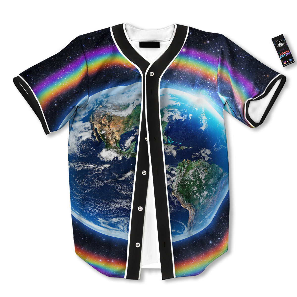 Rainbow The Earth Print Baseball Jersey-grizzshop