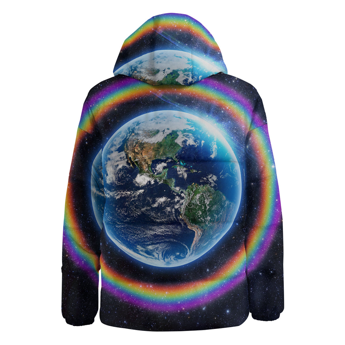 Rainbow The Earth Print Down Jacket-grizzshop