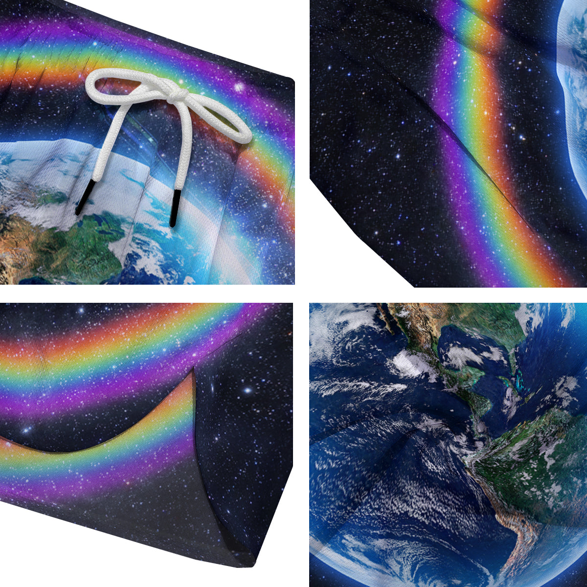 Rainbow The Earth Print Men's Running Shorts-grizzshop