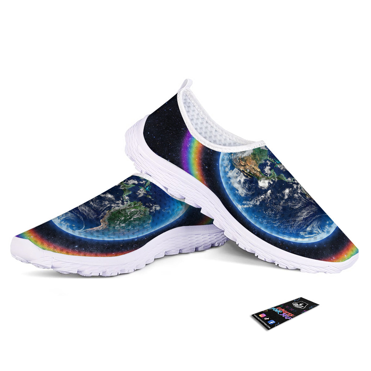Rainbow The Earth Print Nurse Shoes-grizzshop