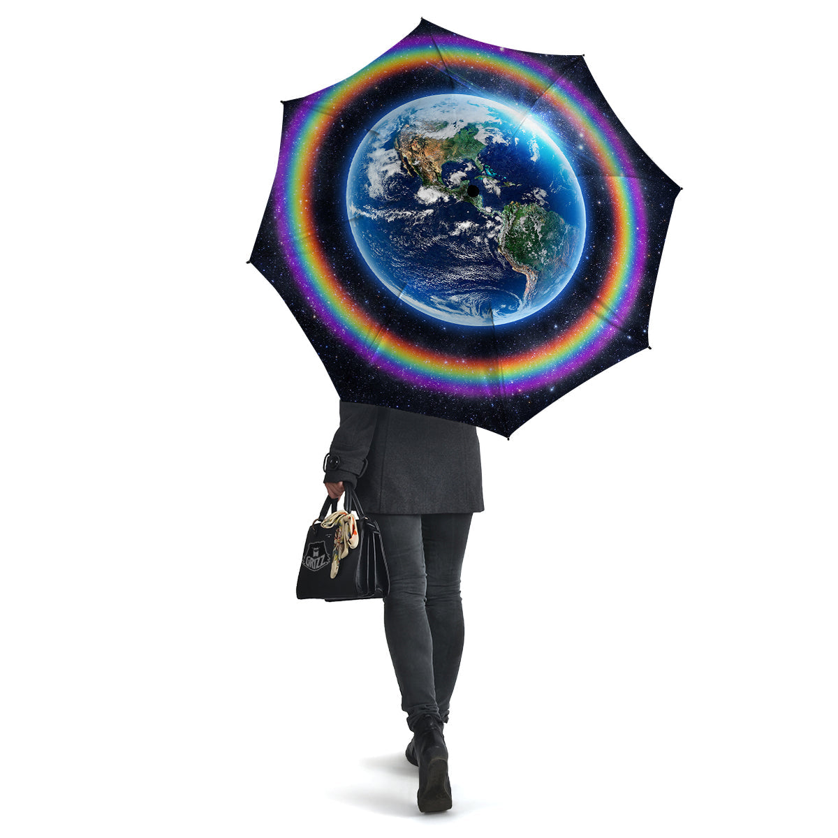 Rainbow The Earth Print Umbrella-grizzshop