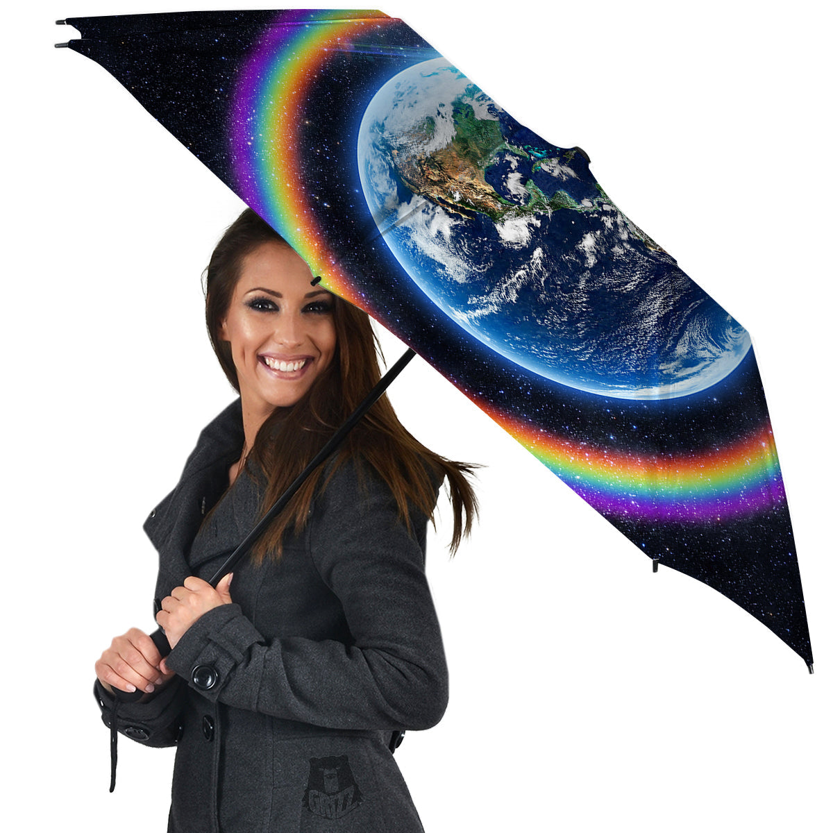 Rainbow The Earth Print Umbrella-grizzshop
