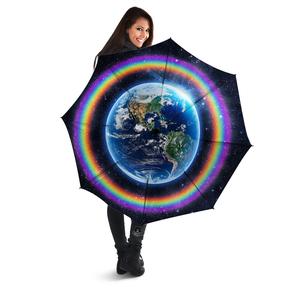 Rainbow The Earth Print Umbrella-grizzshop