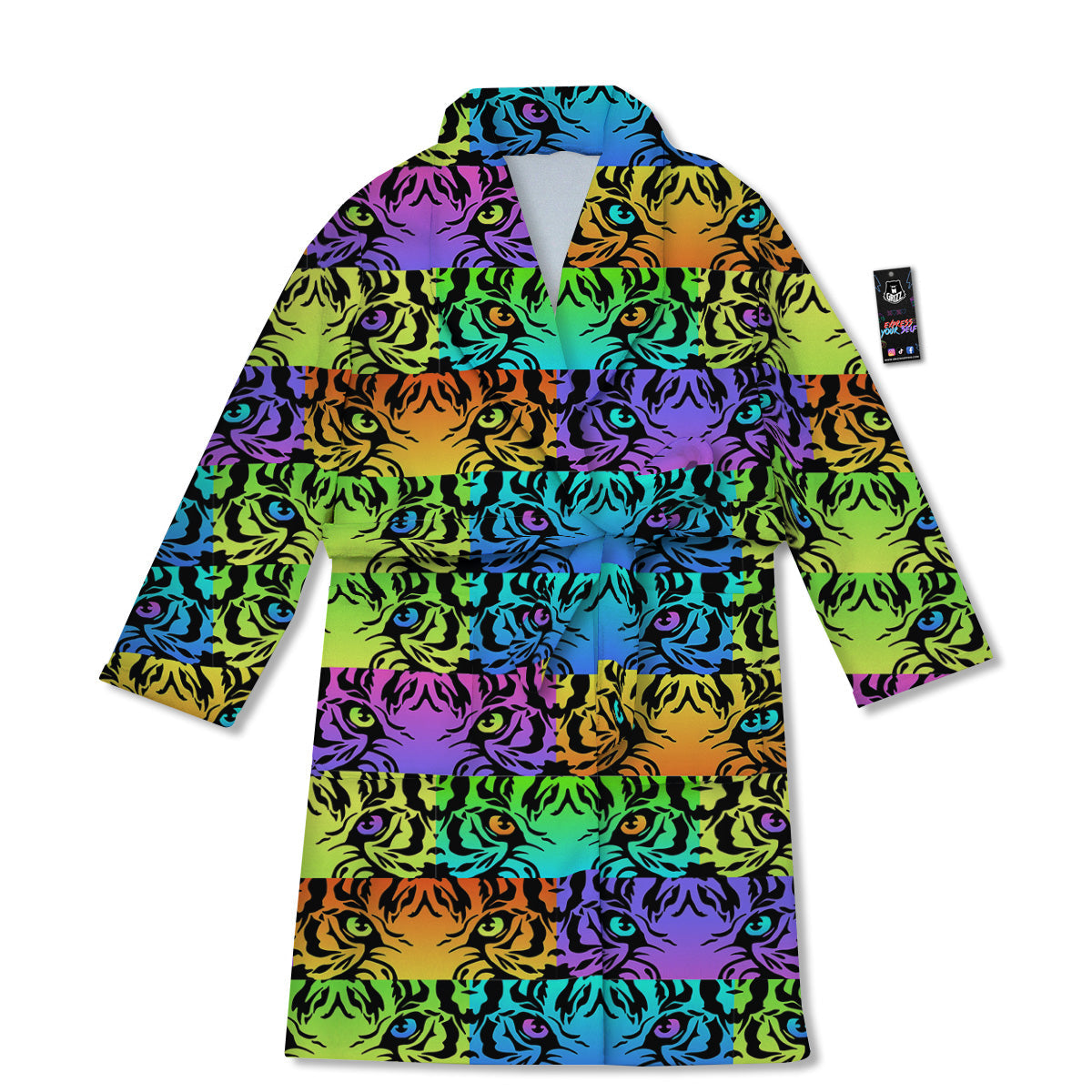 Rainbow Tiger Eyes Print Pattern Bathrobe-grizzshop