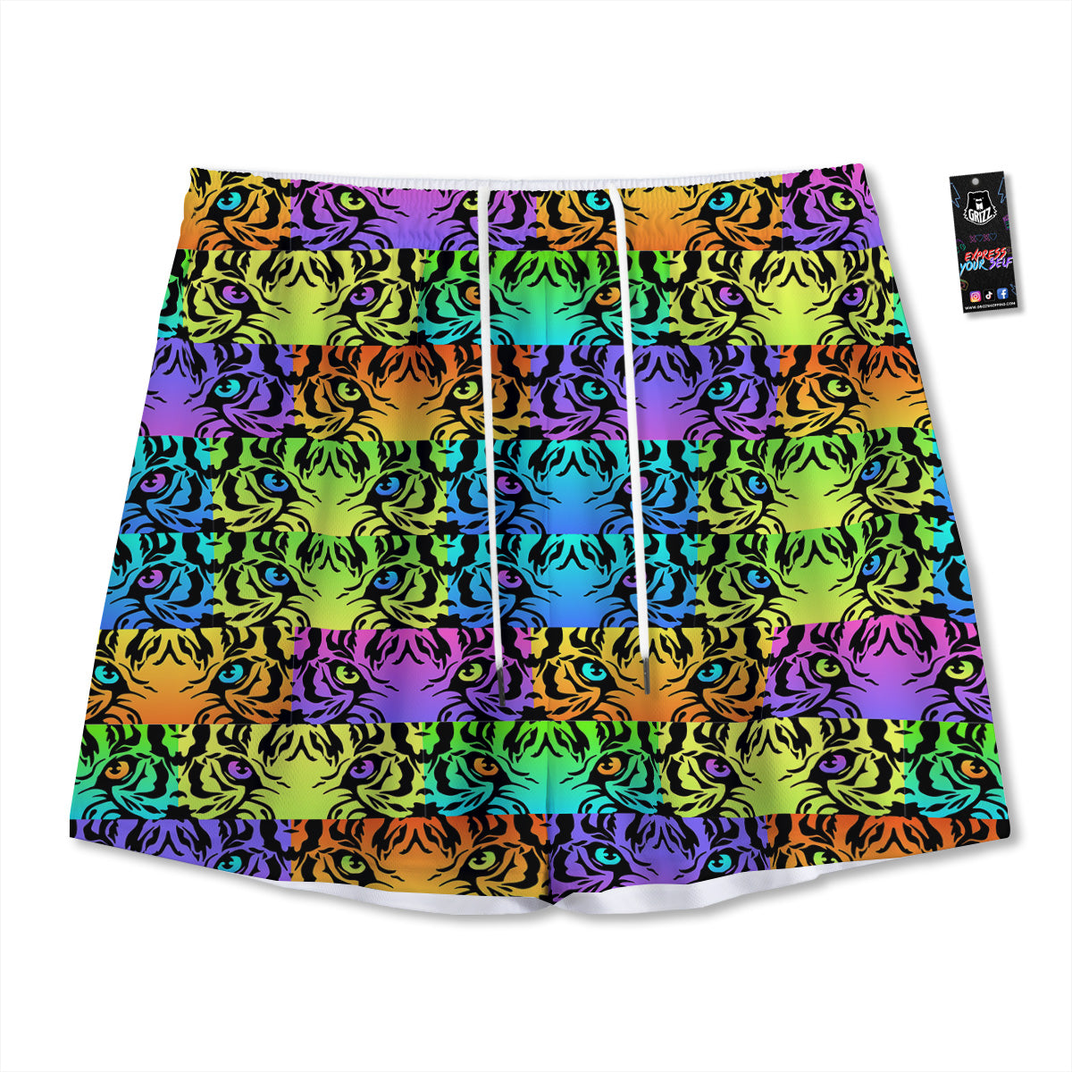Sandwich Grey Doodle Print Pattern Mesh Shorts