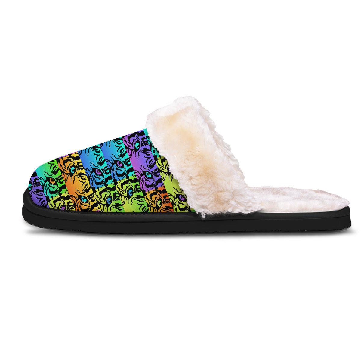 Rainbow Tiger Eyes Print Pattern Slippers-grizzshop