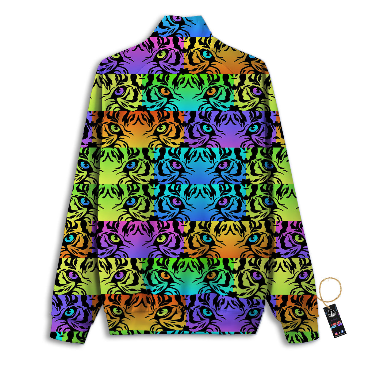 Rainbow Tiger Eyes Print Pattern Track Jacket-grizzshop