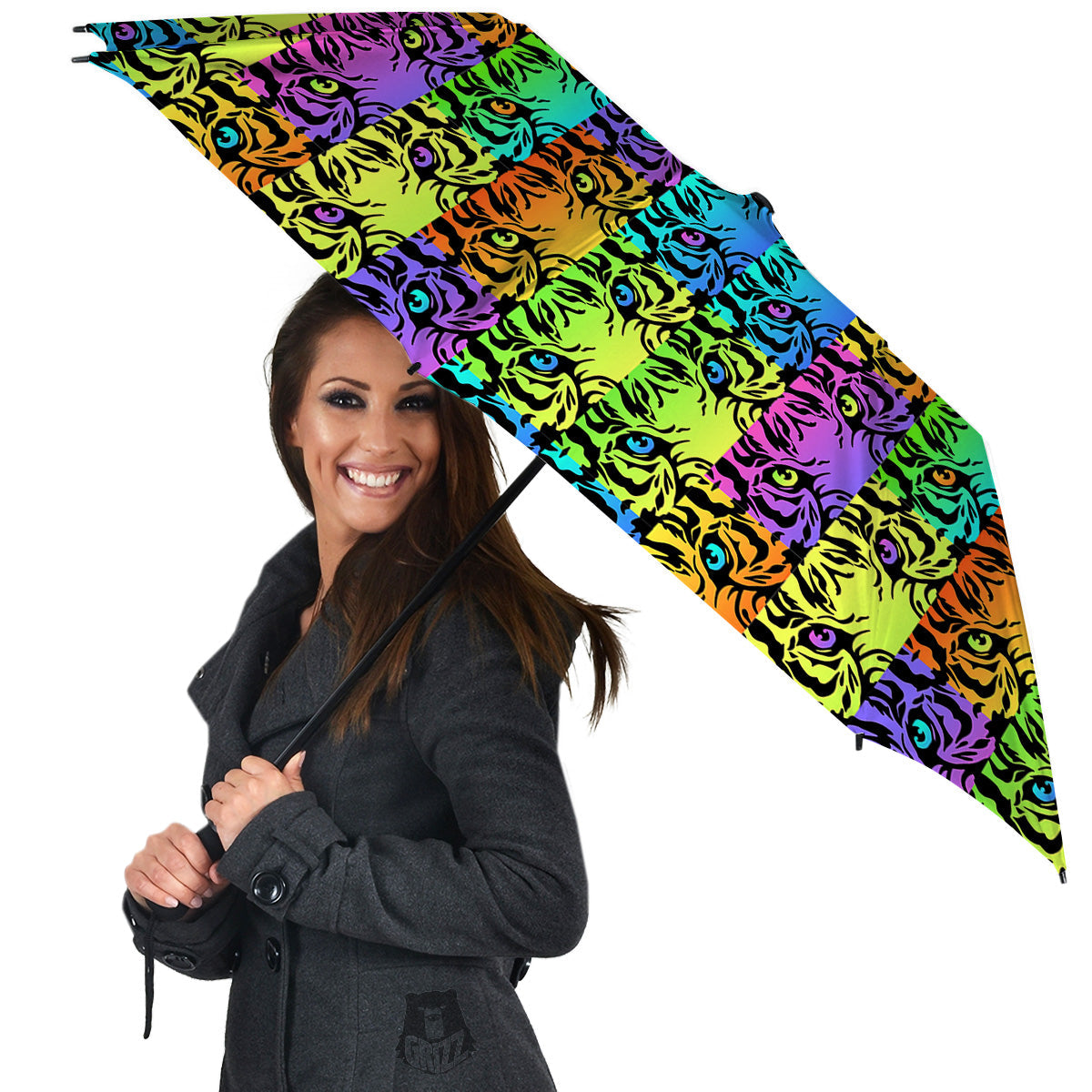 Rainbow Tiger Eyes Print Pattern Umbrella-grizzshop