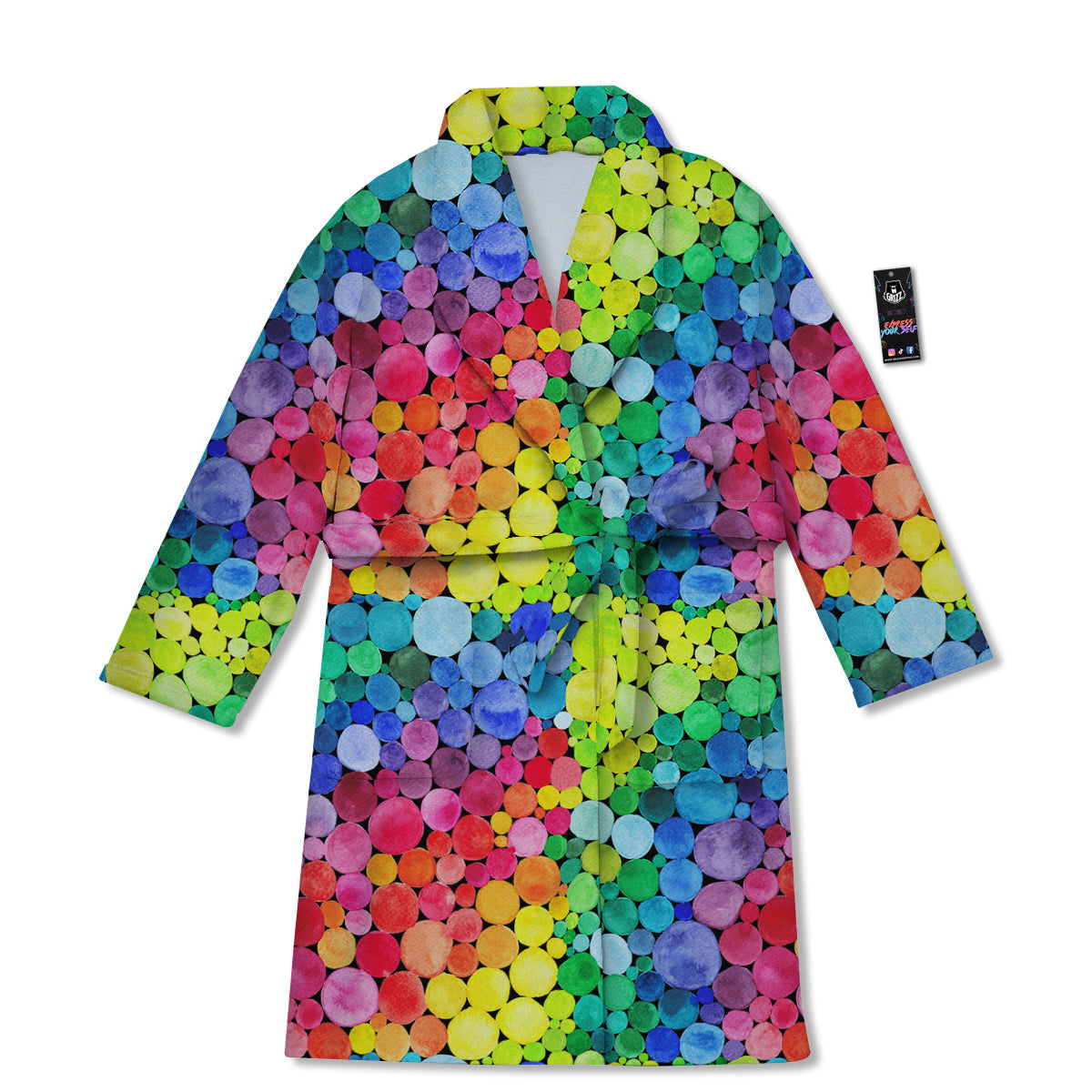 Rainbow Watercolor Print Pattern Bathrobe-grizzshop