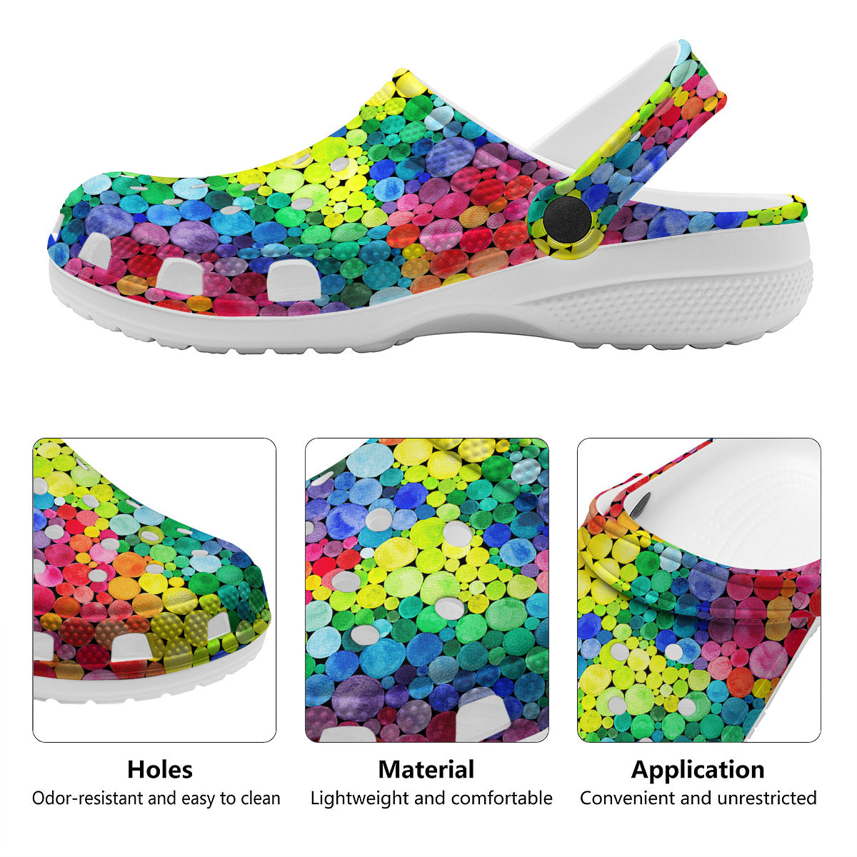 Rainbow Watercolor Print Pattern Clog-grizzshop