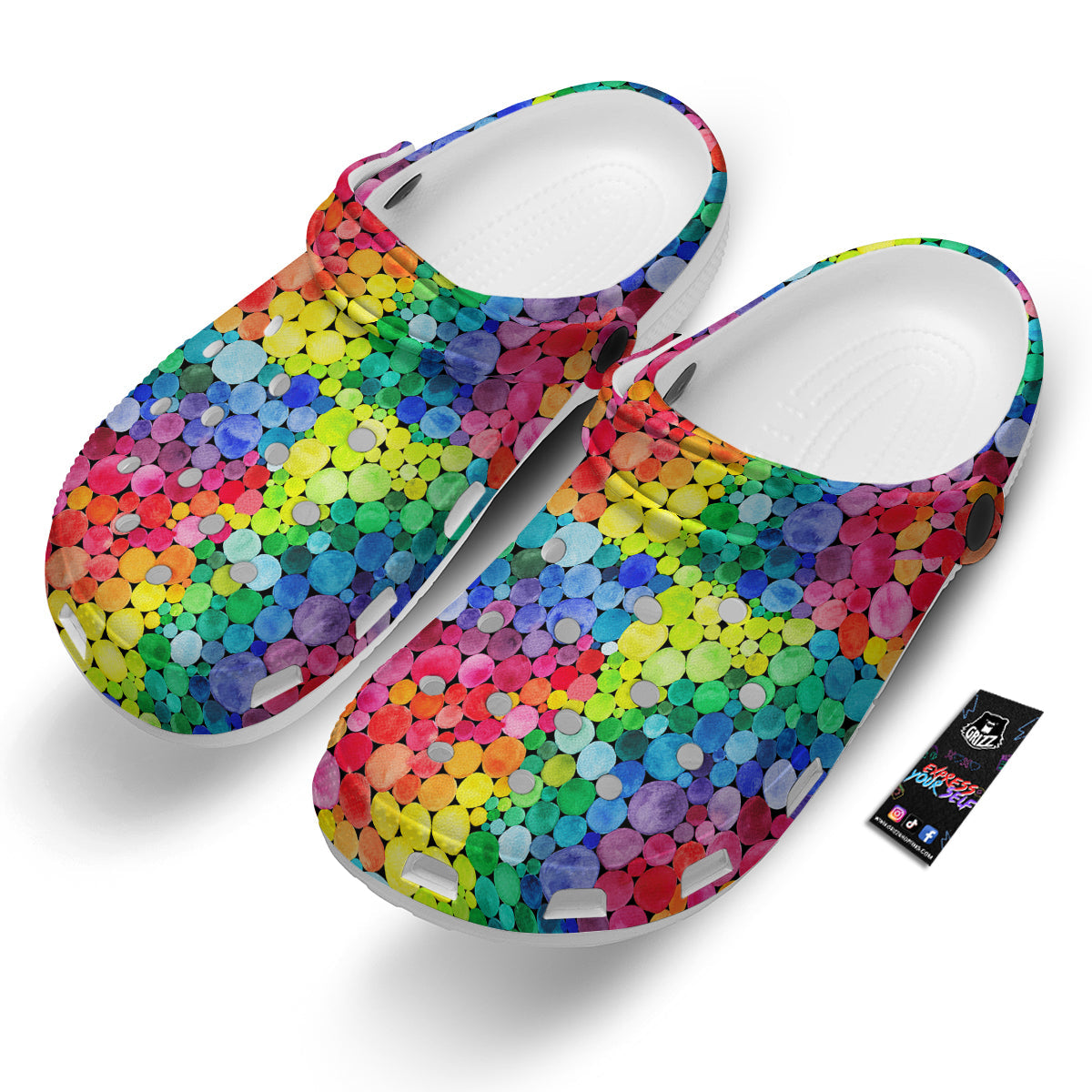 Rainbow Watercolor Print Pattern Clog-grizzshop