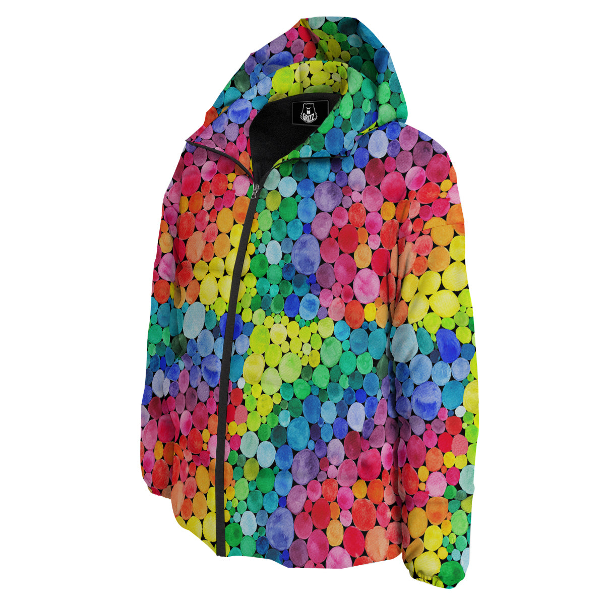 Rainbow Watercolor Print Pattern Down Jacket-grizzshop