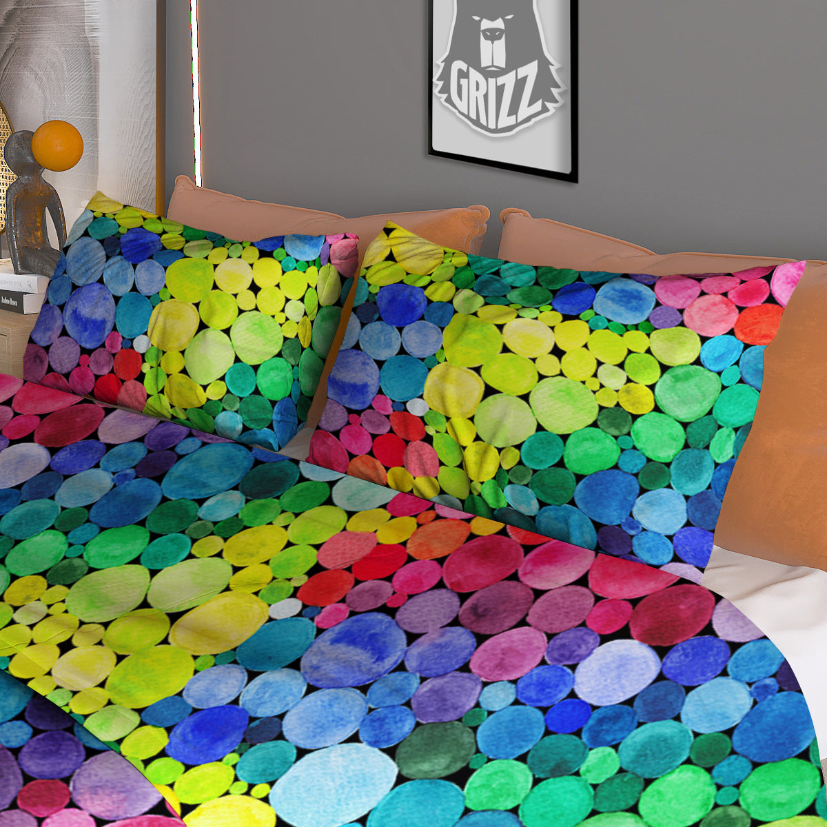 Rainbow Watercolor Print Pattern Duvet Cover Bedding Set