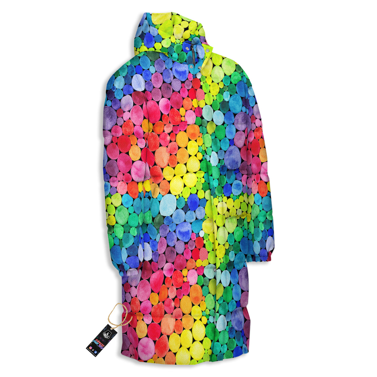 Rainbow Watercolor Print Pattern Long Down Jacket-grizzshop