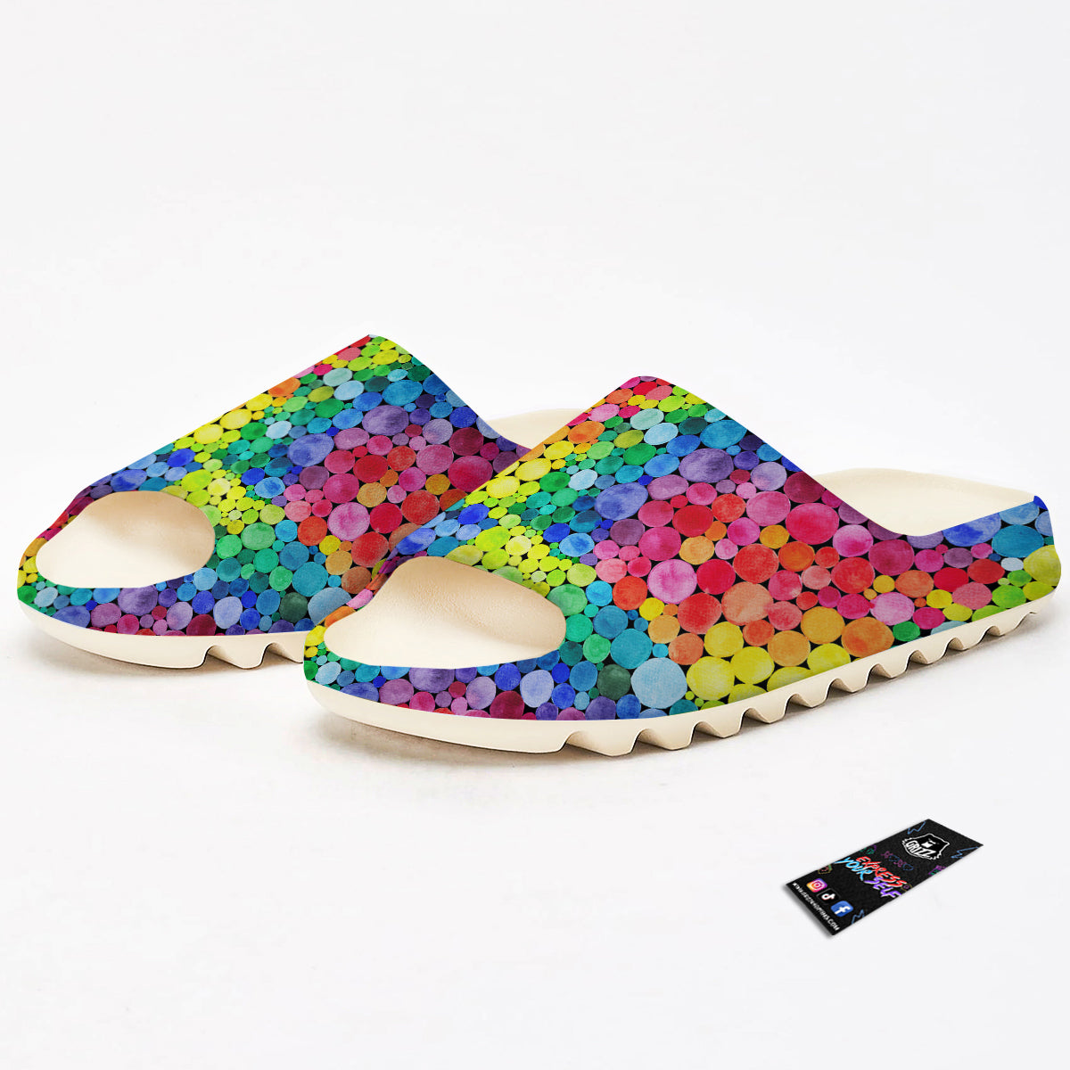 Rainbow Watercolor Print Pattern Sandals-grizzshop