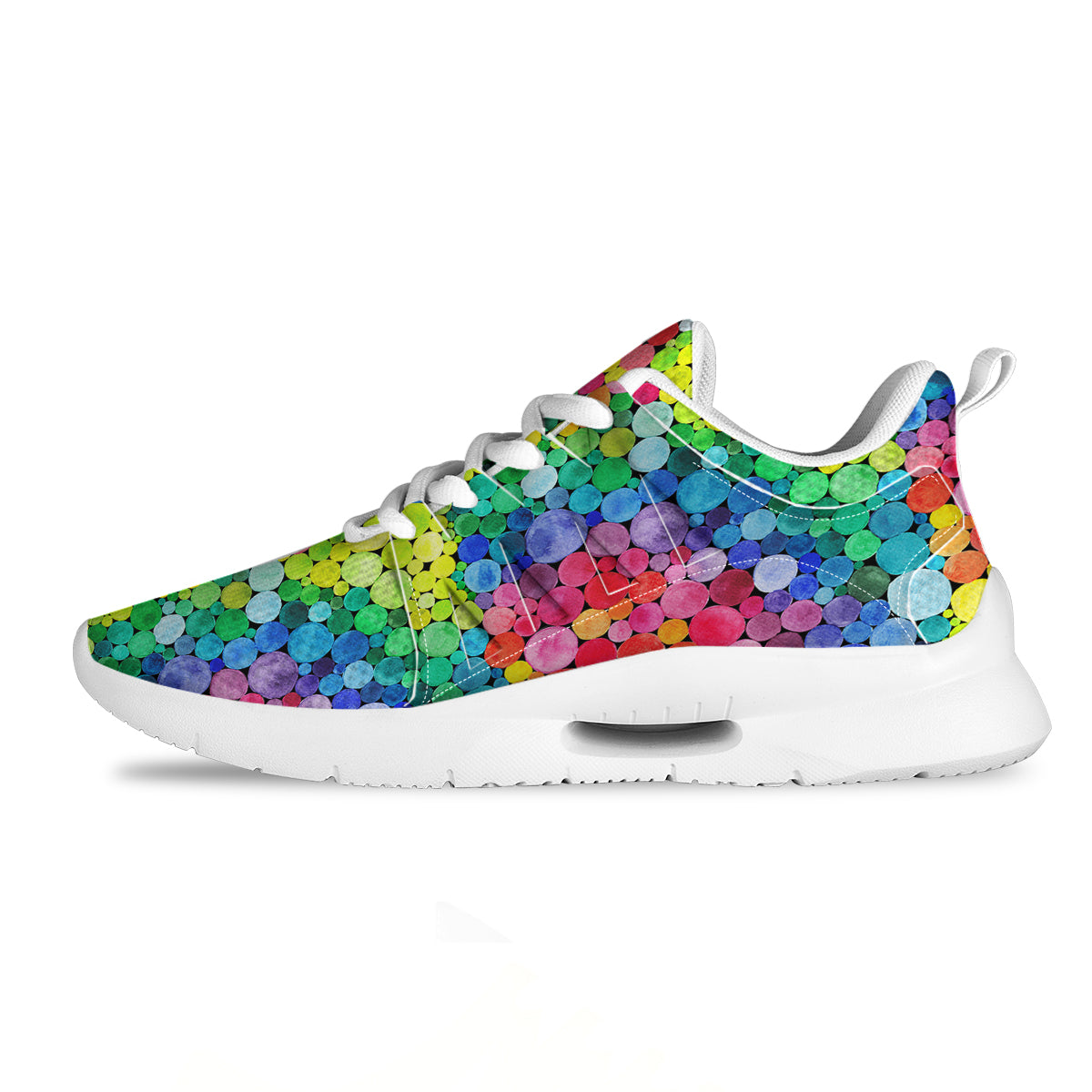 Rainbow Watercolor Print Pattern Tennis Shoes-grizzshop