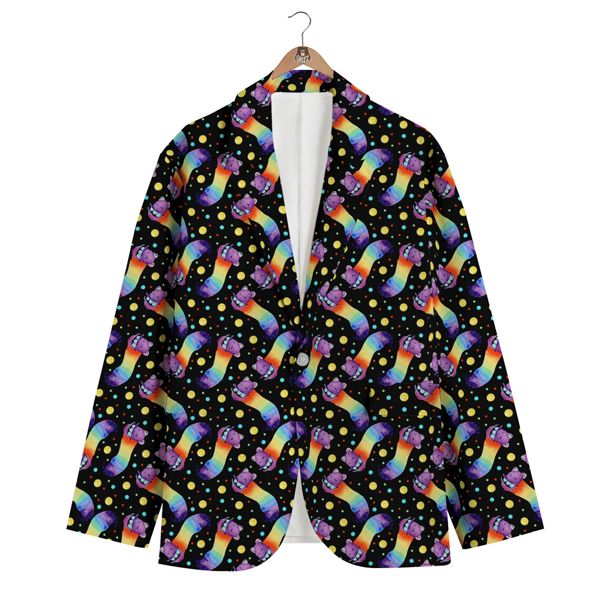 Rainbow Worm Print Pattern Men's Blazer-grizzshop