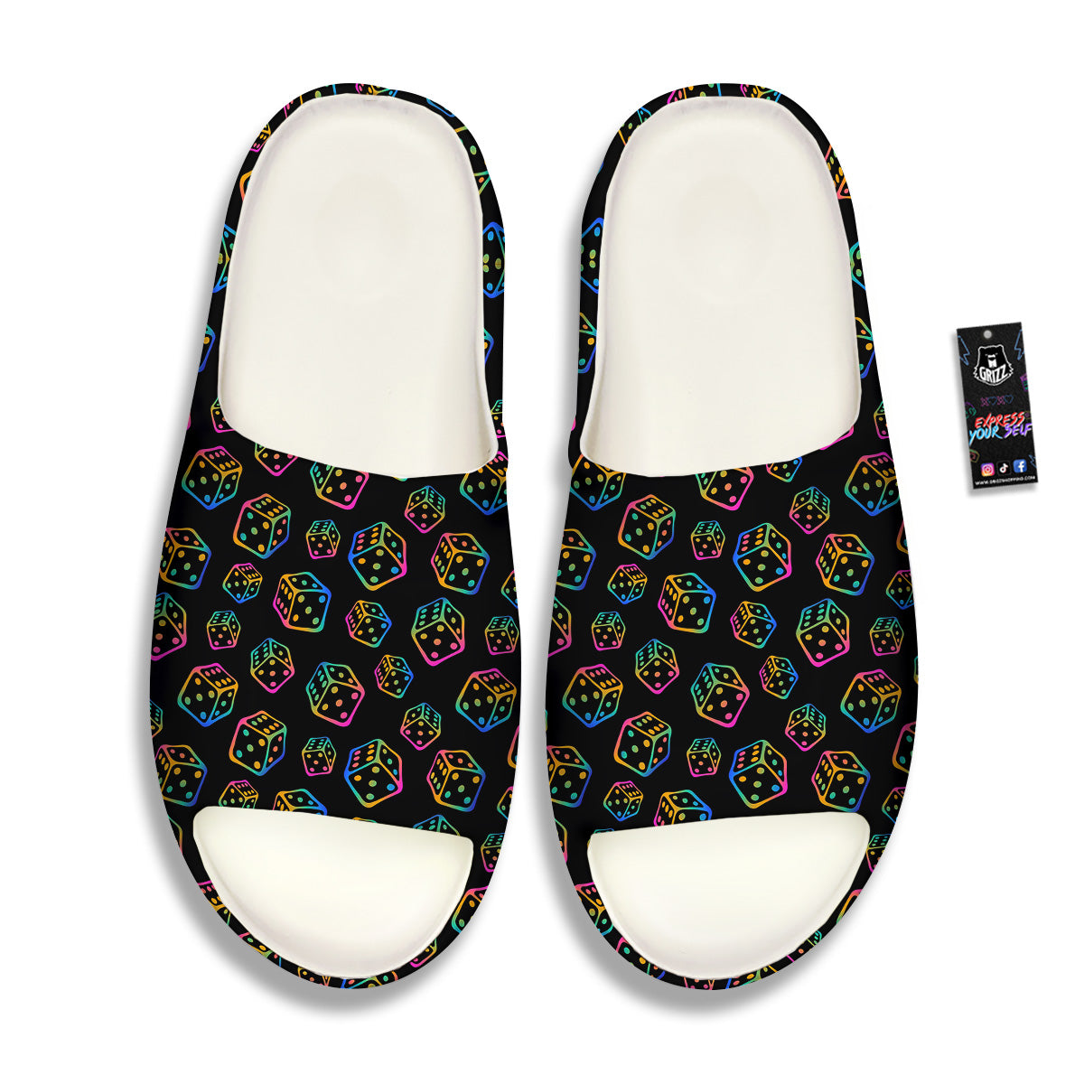 Rainbow Dice Print Pattern Sandals-grizzshop