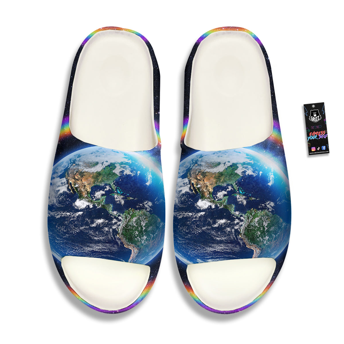 Rainbow The Earth Print Sandals-grizzshop