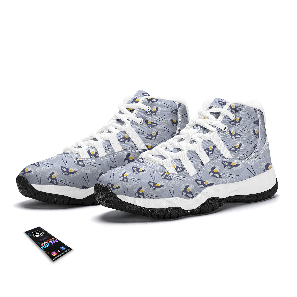 Ramen And Egg Print Pattern White Bball Shoes-grizzshop