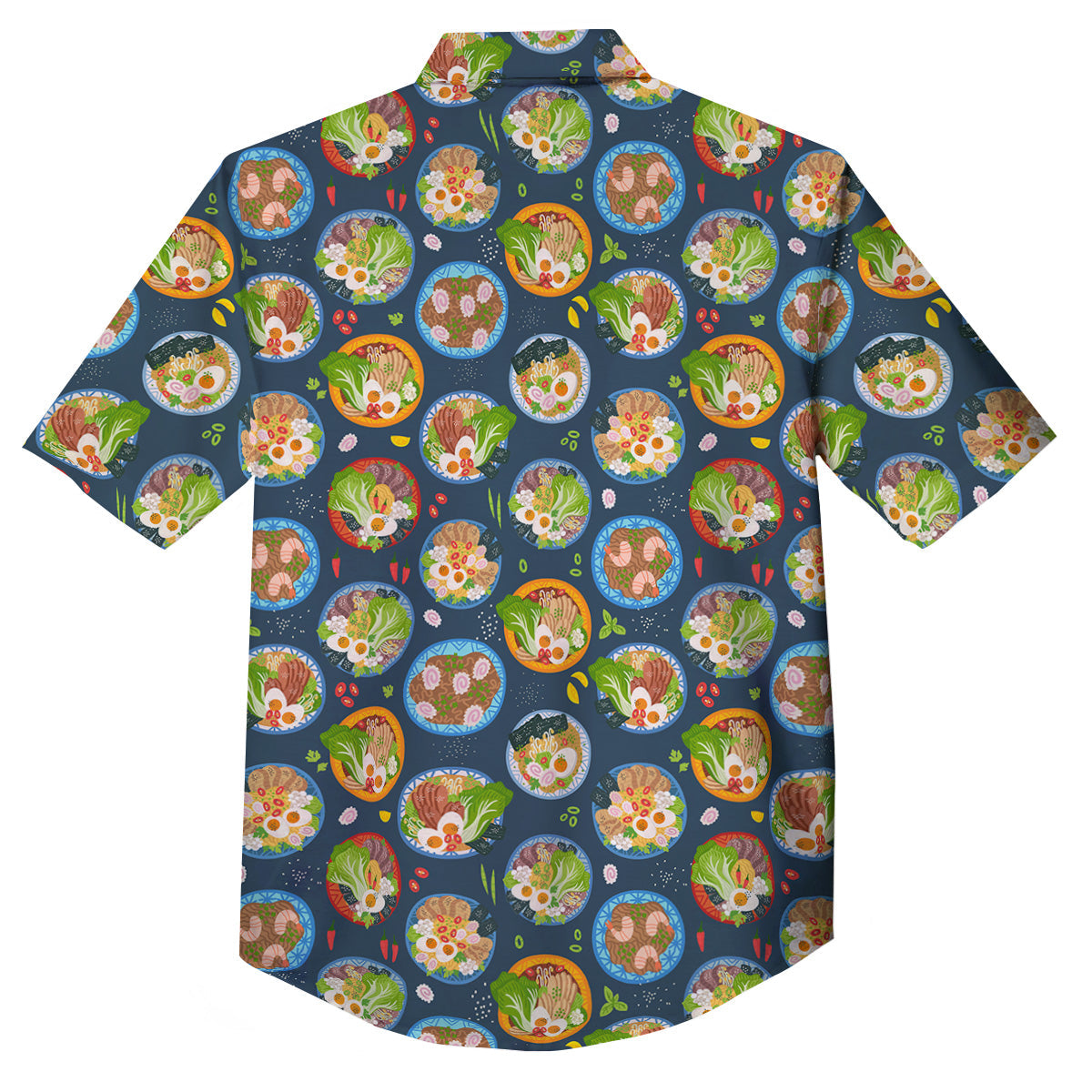 Ramen Udon Noodles In Bowl Print Pattern Button Up Shirt-grizzshop