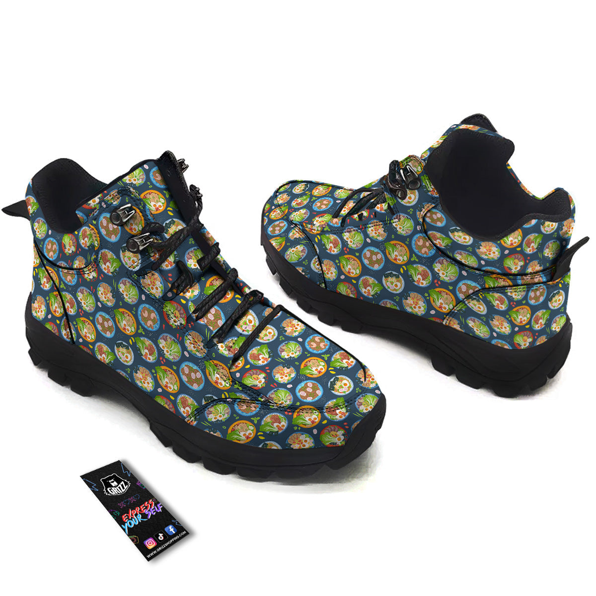 Ramen Udon Noodles In Bowl Print Pattern Hiking Shoes-grizzshop
