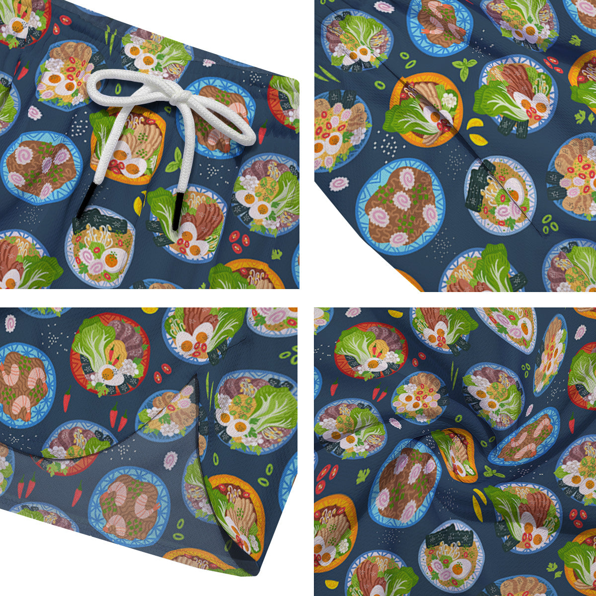 Ramen Udon Noodles In Bowl Print Pattern Men's Running Shorts-grizzshop