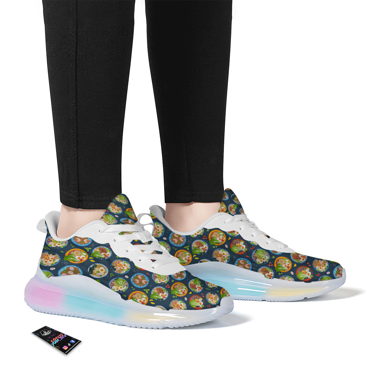 Ramen Udon Noodles In Bowl Print Pattern Running Sneakers-grizzshop