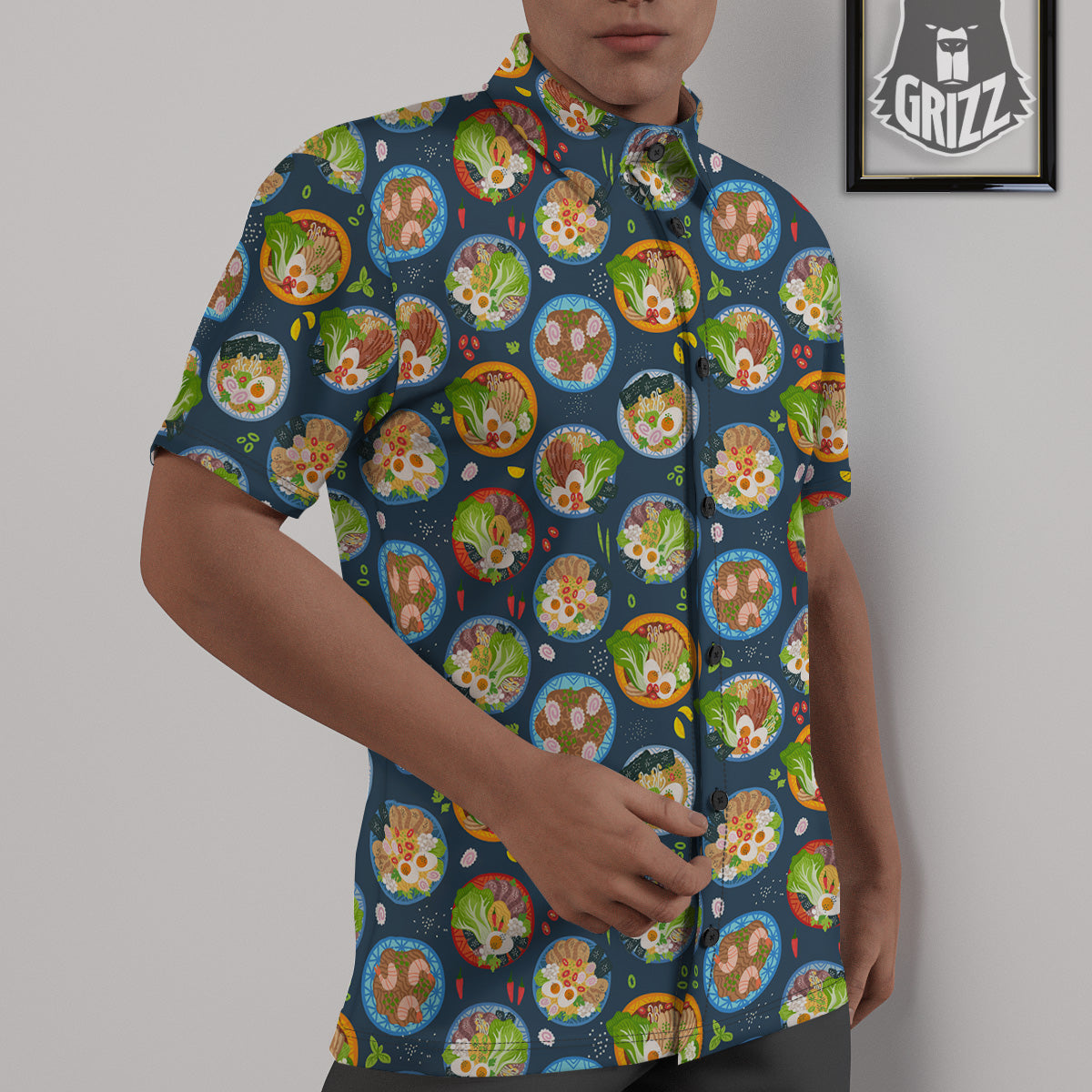 Ramen Udon Noodles In Bowl Print Pattern Untucked Shirts-grizzshop
