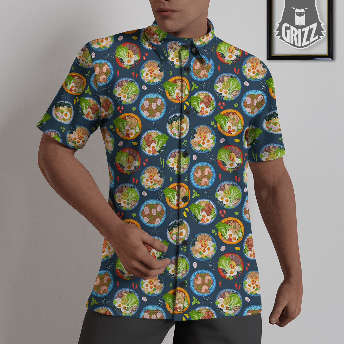 Ramen Udon Noodles In Bowl Print Pattern Untucked Shirts-grizzshop