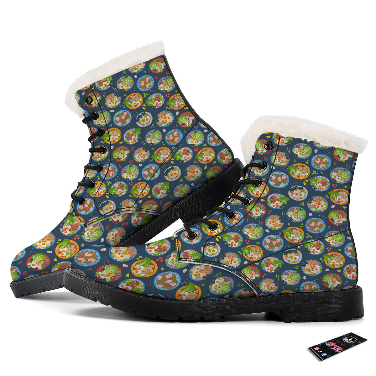 Ramen Udon Noodles In Bowl Print Pattern Winter Boots-grizzshop