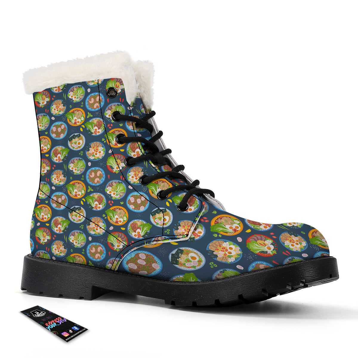 Ramen Udon Noodles In Bowl Print Pattern Winter Boots-grizzshop