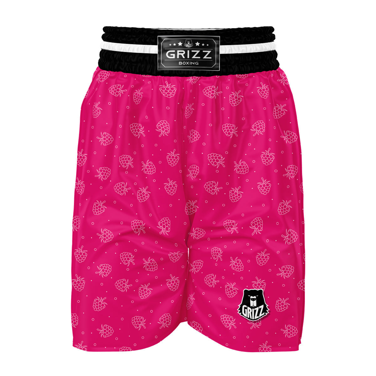 Raspberry Hand Drawn Pink Print Pattern Boxing Shorts-grizzshop