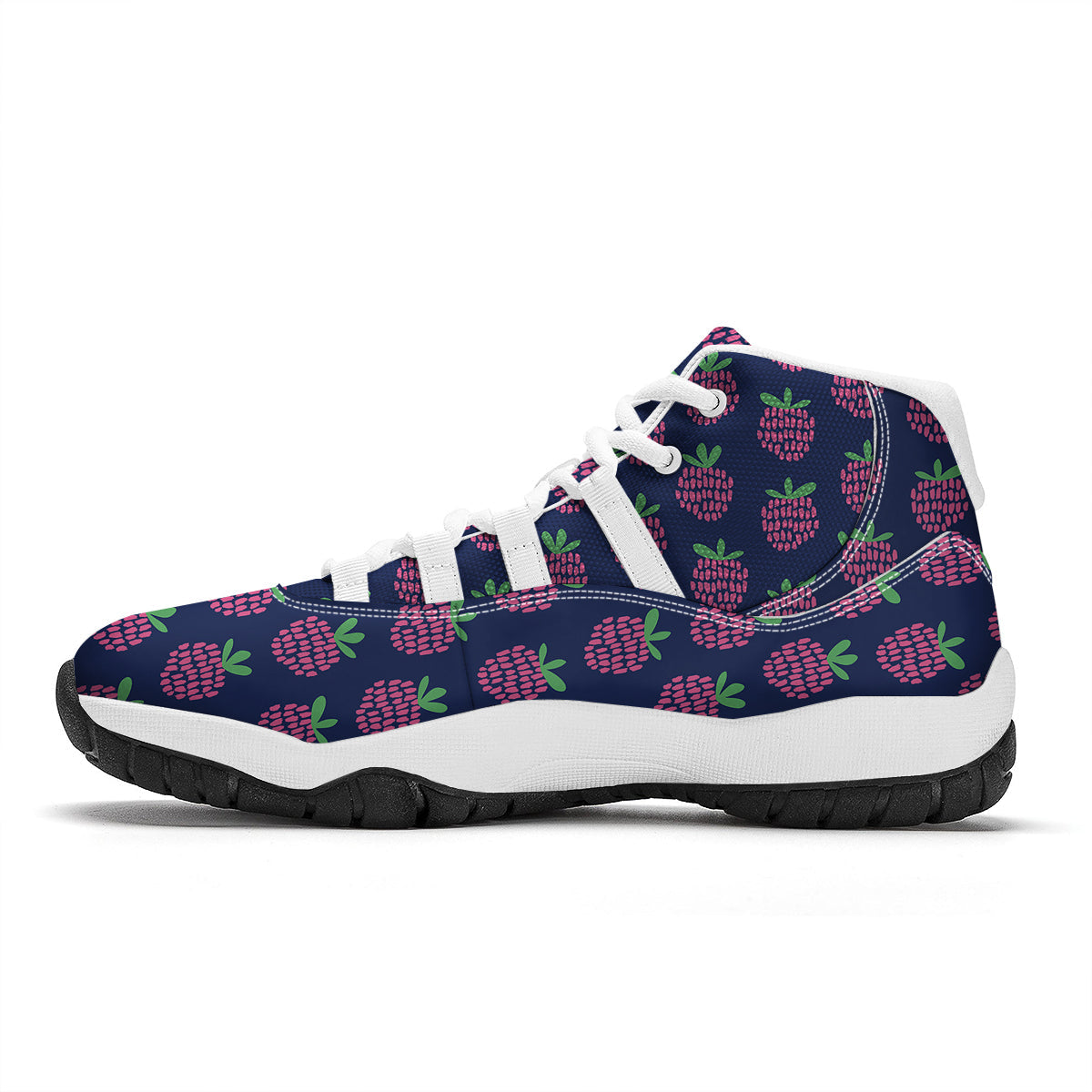 Raspberry Pink And Blue Color Print Pattern White Bball Shoes-grizzshop