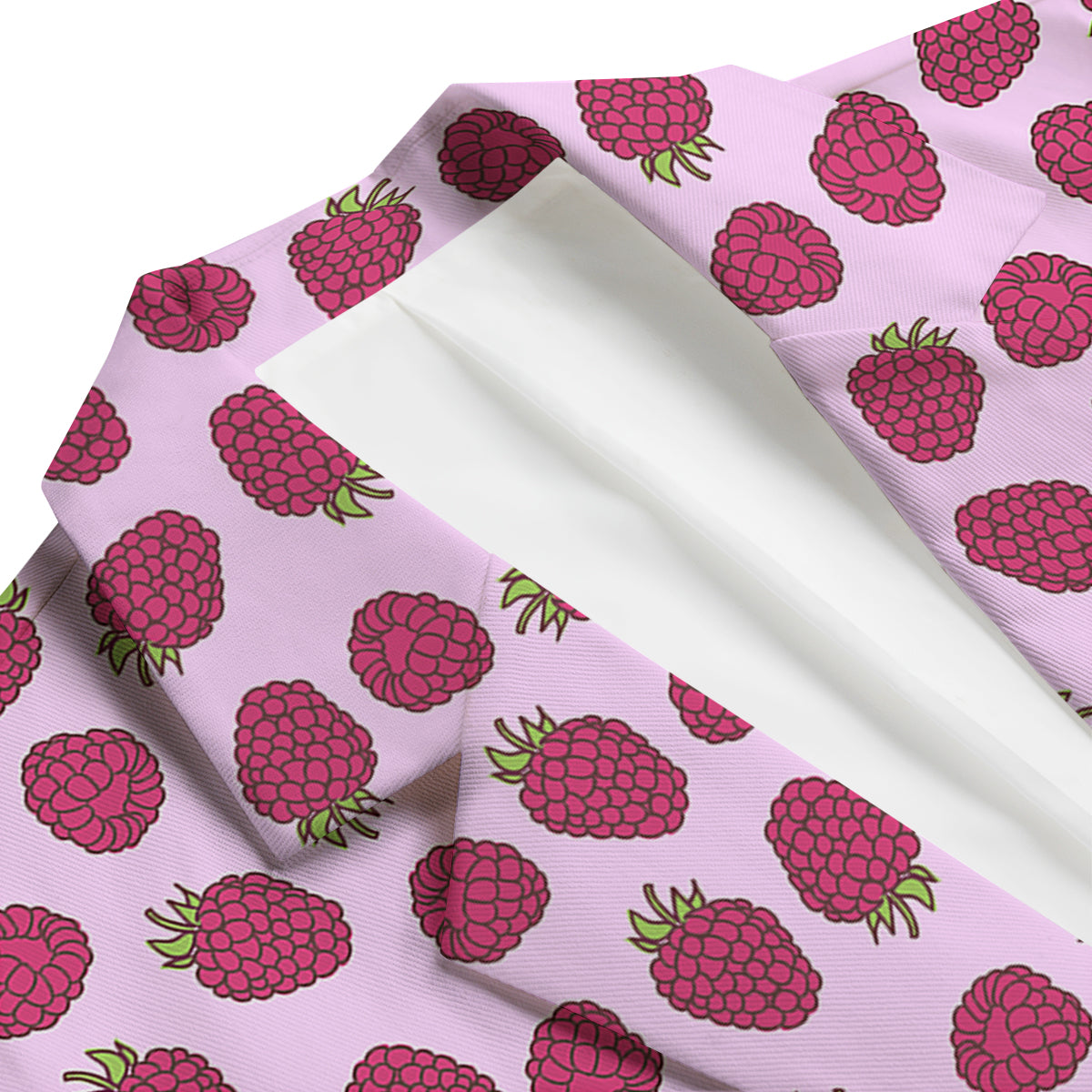 Raspberry Print Pattern Men's Blazer-grizzshop