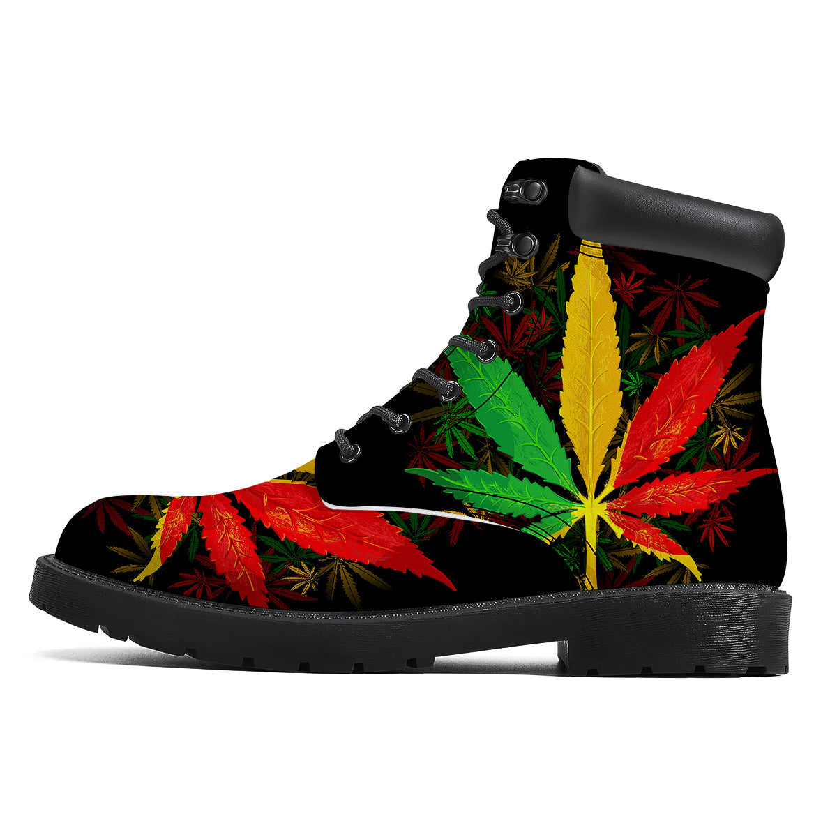 Rasta Cannabis Print Boots-grizzshop