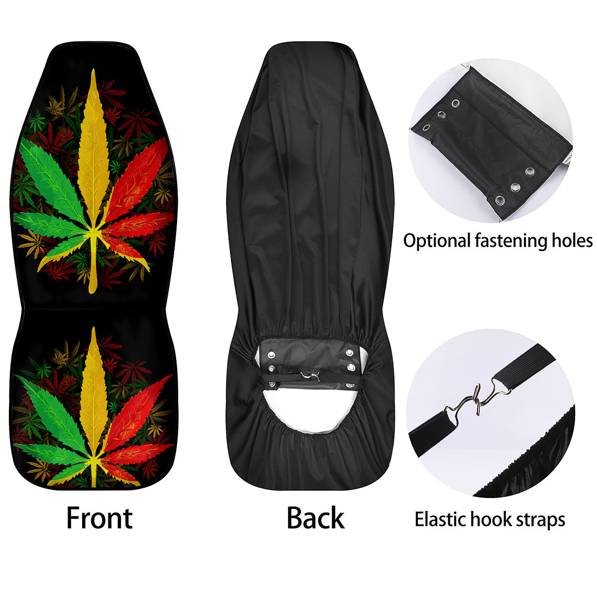 Rasta Cannabis Print Car Seat Covers-grizzshop