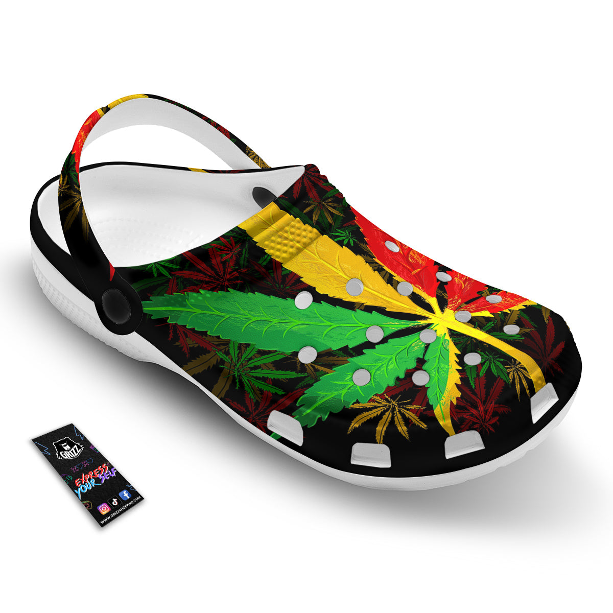 Rasta Cannabis Print Clog-grizzshop