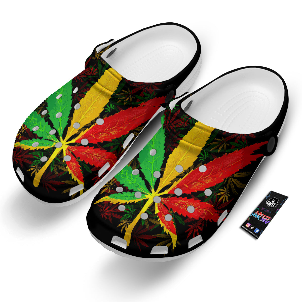 Rasta Cannabis Print Clog-grizzshop