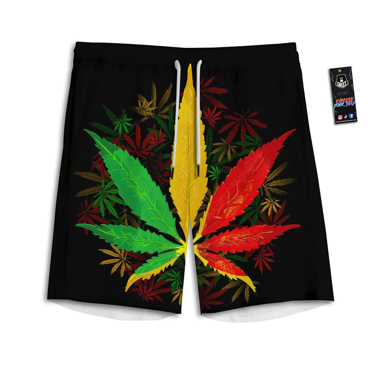 Rasta Cannabis Print Men's Athletic Shorts