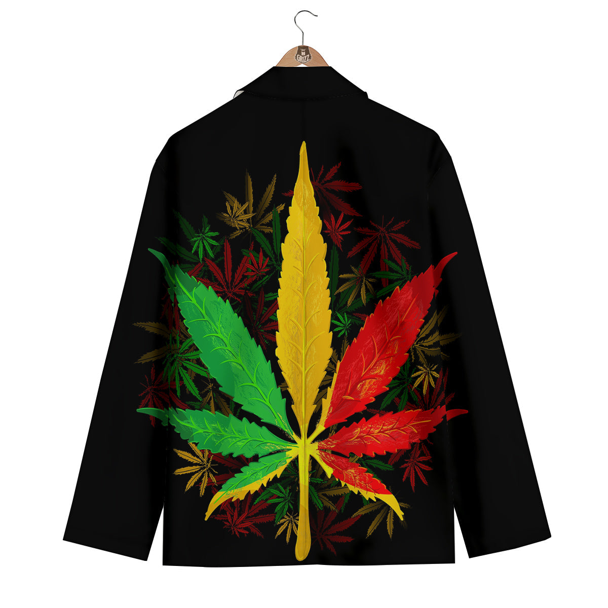 Rasta Cannabis Print Men's Blazer-grizzshop