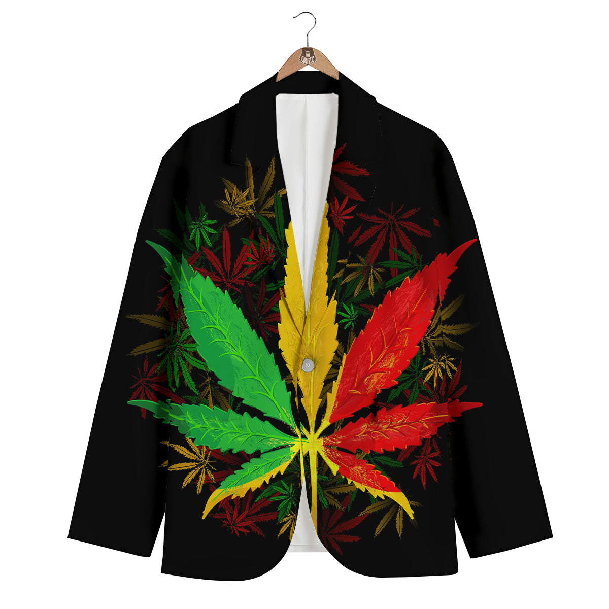 Rasta Cannabis Print Men's Blazer-grizzshop