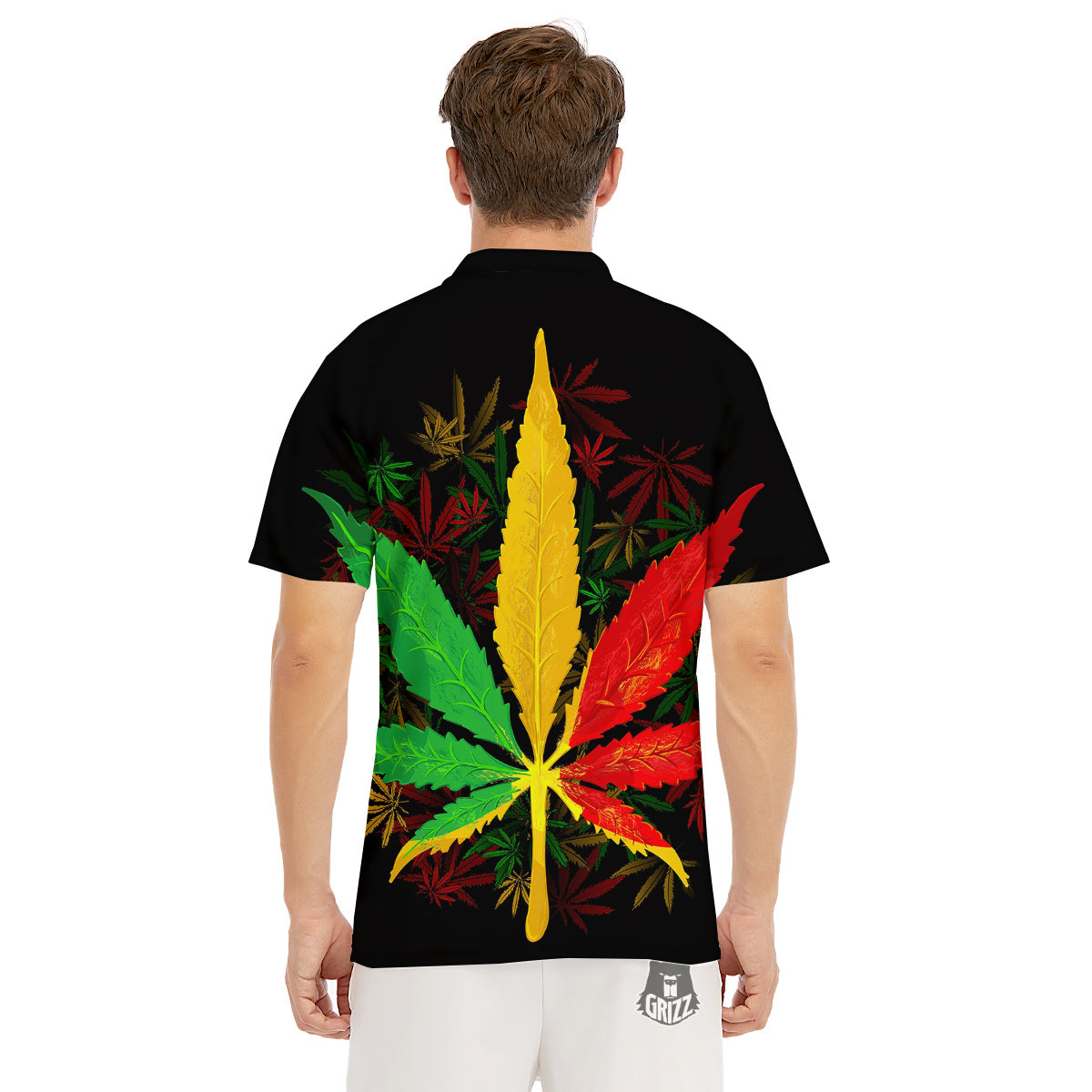 Rasta Cannabis Print Men's Golf Shirts-grizzshop