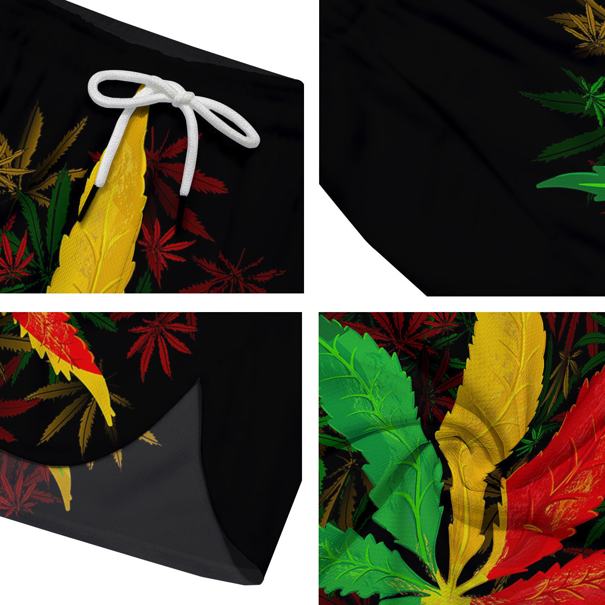 Rasta Cannabis Print Men's Running Shorts-grizzshop